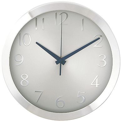 Winston Wall Clock 10" Metal Frame Silent Sweep Quartz Arabic Numerals Glass Lens Battery Operated