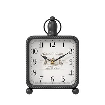 Vintage Table Clock on Stand 8.5" H Rustic Mantel Desk Clock Farmhouse Decor Silent Quartz Movement