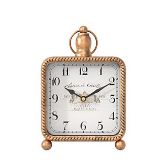 Vintage Table Clock on Stand 8.5" H Rustic Mantel Desk Clock Farmhouse Decor Silent Quartz Movement