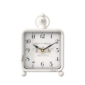 Vintage Table Clock on Stand 8.5" H Rustic Mantel Desk Clock Farmhouse Decor Silent Quartz Movement