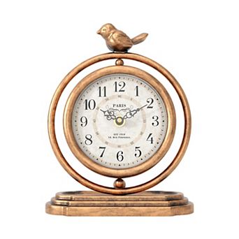 Vintage Table Clock Bird Design European Retro Style Mantel Desk Shelf Decor 7.9" H