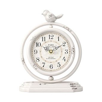 Vintage Table Clock Bird Design European Retro Style Mantel Desk Shelf Decor 7.9" H
