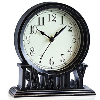 Vintage Family Non-Ticking Desk Clock 7.3 Inch Retro Mantel Clock for Living Room Bedroom Shelf