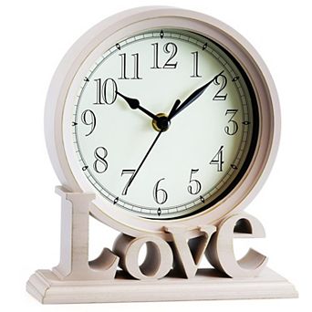 Vintage Family Non-Ticking Desk Clock 7.3 Inch Retro Mantel Clock for Living Room Bedroom Shelf