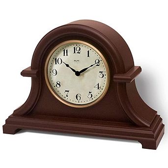 Vintage Farmhouse Mantel Clock 13x10 Inch Aged Teal Finish Quartz Movement Domed Lens ABS Case Table