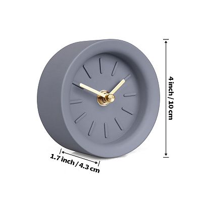 Retro Small Desk Clock Analog Vintage Cement Mini Silent Non-Ticking Battery Operated Table Shelf