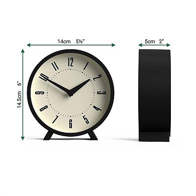 Venus Desk Clock Modern Round Retro Style For Shelf Table Mantel Bedside 14.5cm Quartz Movement