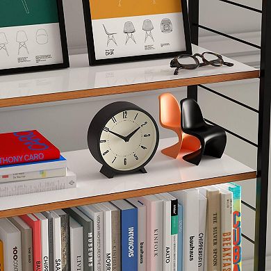 Venus Desk Clock Modern Round Retro Style For Shelf Table Mantel Bedside 14.5cm Quartz Movement