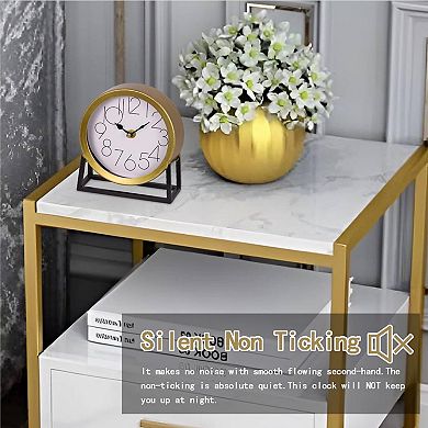 Modern Table Clock Silent Non-Ticking Desk Mantel Decor Bedroom Living Room Gift