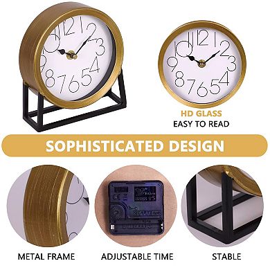 Modern Table Clock Silent Non-Ticking Desk Mantel Decor Bedroom Living Room Gift