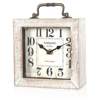 Retro Desk Clock Vintage Wooden Table Mantel for Living Room Bedroom Shelf Farmhouse Decor