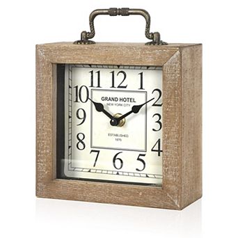 Retro Desk Clock Vintage Wooden Table Mantel for Living Room Bedroom Shelf Farmhouse Decor