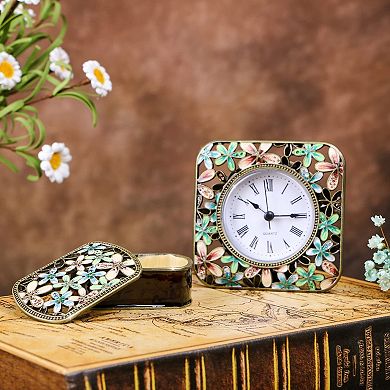 Vintage Metal Mini Table Clock Silent Analog Quartz Decorative Shelf Desk Clock