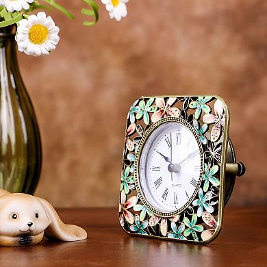 Vintage Metal Mini Table Clock Silent Analog Quartz Decorative Shelf Desk Clock