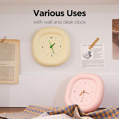 Cute Mini Analog Clock 6.9 Inch Silent Non-ticking Desk Wall Clock Pastel Bedroom Living Room