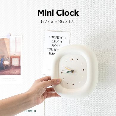 Cute Mini Analog Clock 6.9 Inch Silent Non-ticking Desk Wall Clock Pastel Bedroom Living Room