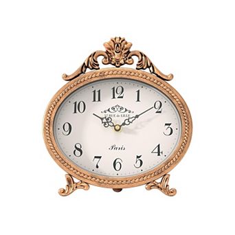 Vintage Table Clock Metal Frame Antique Rustic Mantel Desk Shelf Decor Silent Quartz Bedroom Living