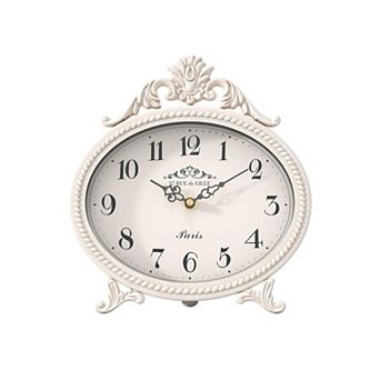 Vintage Table Clock Metal Frame Antique Rustic Mantel Desk Shelf Decor Silent Quartz Bedroom Living