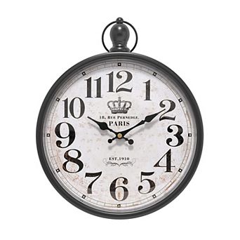 Retro Round Wall Clock Vintage Antique Style Decor 11.8" H x 9.3" W Silent Non-Ticking Quartz