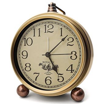 Metal Golden Retro Vintage Silent Non-Ticking Small Alarm Clock HD Glass Quartz Movement Desk