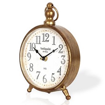 Vintage Metal Desk Clock Retro Antique Mantel Table Clock for Living Room Bedroom Kitchen Farmhouse