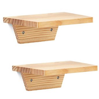 Small Floating Shelves Wall Mounted Pine Wood 8x6 Inch 2 Pack for Bedroom Living Room Kitchen