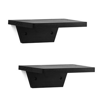 Small Floating Shelves Wall Mounted Pine Wood 8x6 Inch 2 Pack for Bedroom Living Room Kitchen