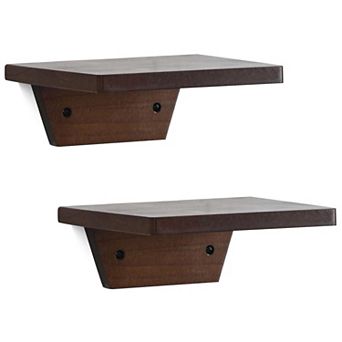 Small Floating Shelves Wall Mounted Pine Wood 8x6 Inch 2 Pack for Bedroom Living Room Kitchen