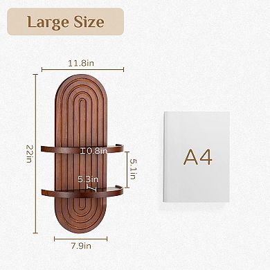 Mid Century Arched Wall Shelf 2-Tier Solid Wood Floating Display with Ledge 22inch for Living Room