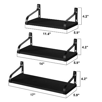 Floating Shelves Wall Mounted Set of 3 Large Wood Storage Rustic Display Bathroom Bedroom Living