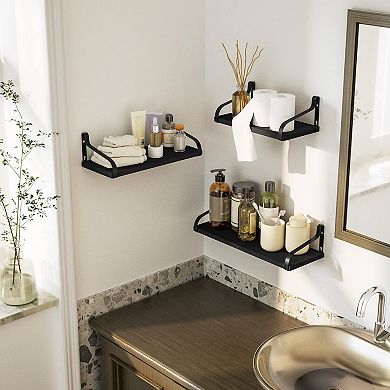 Floating Shelves Wall Mounted Set of 3 Large Wood Storage Rustic Display Bathroom Bedroom Living