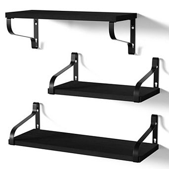 Floating Shelves Wall Mounted Set of 3 Large Wood Storage Rustic Display Bathroom Bedroom Living