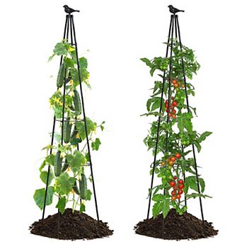 Garden Trellis 67" Tall Metal Obelisk 2 Pack Climbing Plants Support Tomato Cucumber Bean Vine