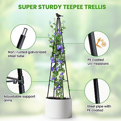 Garden Trellis 67" Tall Metal Obelisk 2 Pack Climbing Plants Support Tomato Cucumber Bean Vine