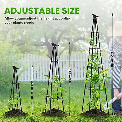 Garden Trellis 67" Tall Metal Obelisk 2 Pack Climbing Plants Support Tomato Cucumber Bean Vine