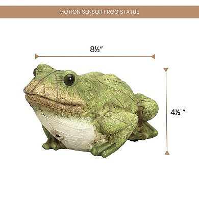 Frog Motion Sensor Garden Statue Solar LED Light Weather Resistant Outdoor Decor 4.5" x 8.5"