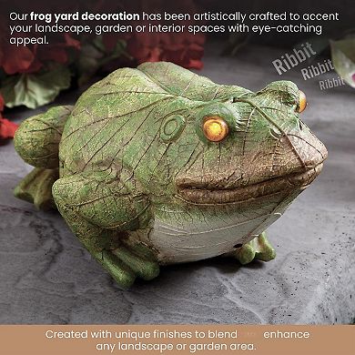 Frog Motion Sensor Garden Statue Solar LED Light Weather Resistant Outdoor Decor 4.5" x 8.5"