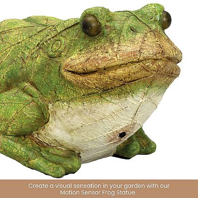 Frog Motion Sensor Garden Statue Solar LED Light Weather Resistant Outdoor Decor 4.5" x 8.5"