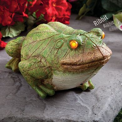 Frog Motion Sensor Garden Statue Solar LED Light Weather Resistant Outdoor Decor 4.5" x 8.5"