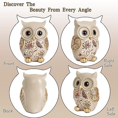 Owl Statue Home Decor Vintage Figurine Bird Sculpture Bookshelf Office Table Gift