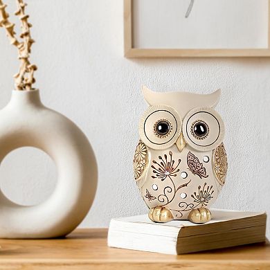 Owl Statue Home Decor Vintage Figurine Bird Sculpture Bookshelf Office Table Gift