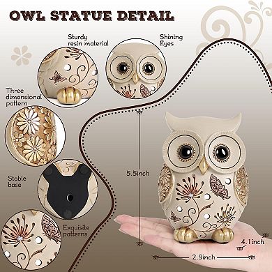 Owl Statue Home Decor Vintage Figurine Bird Sculpture Bookshelf Office Table Gift