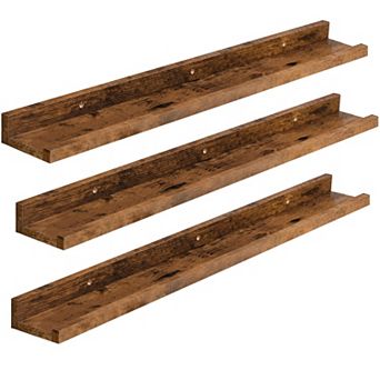 Floating Shelves Wall Mounted Set of 3 35.4 Inch with Raised Edge Invisible Brackets for Bathroom