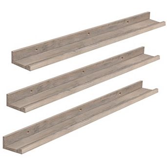 Floating Shelves Wall Mounted Set of 3 35.4 Inch with Raised Edge Invisible Brackets for Bathroom