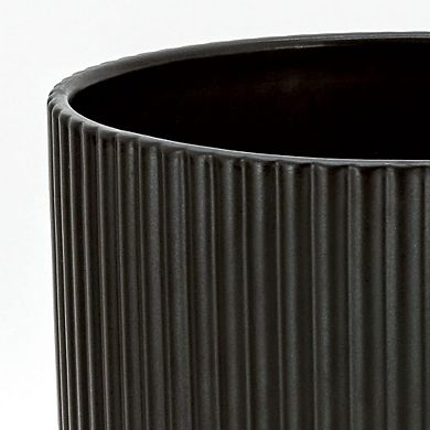 Fluted Ceramic Round Planter 10 Inch with Drainage Hole Indoor Outdoor for Succulents Herbs
