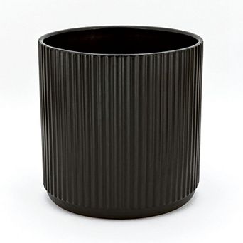 Fluted Ceramic Round Planter 10 Inch with Drainage Hole Indoor Outdoor for Succulents Herbs