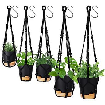 Hanging Planters 5 pc Macrame Plant Hanger 35/29/23 Inch Self Watering Pots 7/6.5/6/5.5/5 Inch