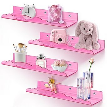 Iridescent Rainbow Floating Shelves 15 in Wall Mounted Bookshelves Display Ledge 4 Pack
