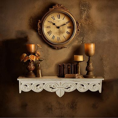 White Vintage Floating Shelves Wall Decor Farmhouse Rustic Wood 16.5"+15" Set
