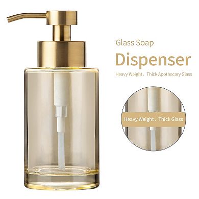 Foaming Soap Dispenser 12oz Thick Glass Stainless Steel Pump Bathroom Kitchen